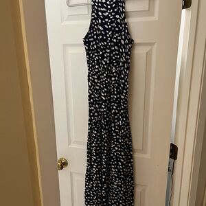 Navy and White Sleeveless Maxi Dress